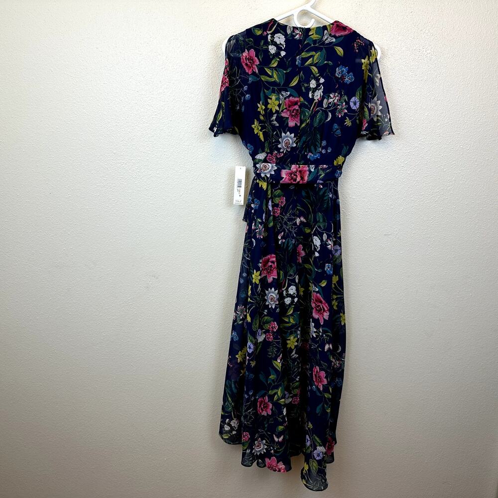 Eliza J Navy Floral High-Low Wrap Dress - Picture 6 of 8